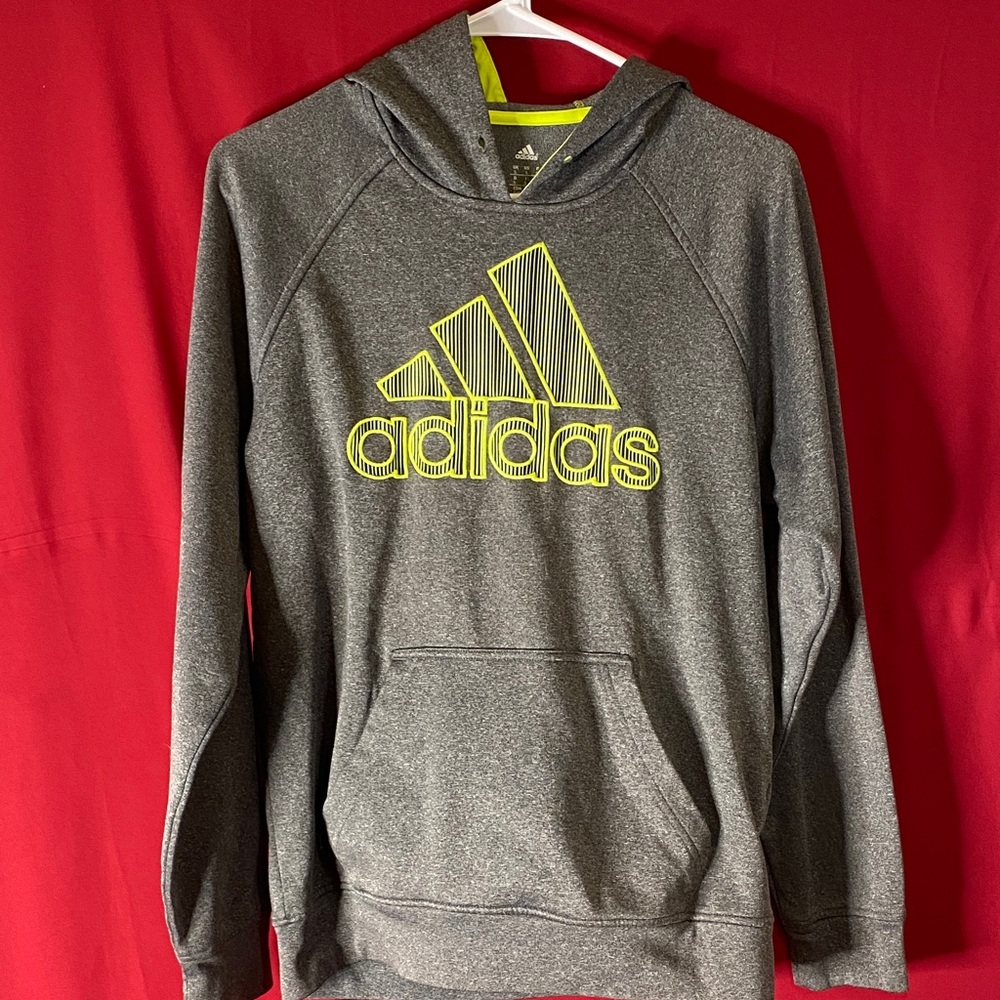 Adidas Charcoal Hoodie with Neon Accents